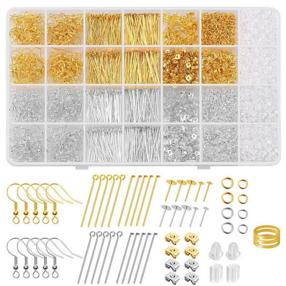 3480Pcs Earring Making Supplies Kit with Earring Hooks, Earring Pins, Jump Rings, Earring Backs, Posts and Earring Making Findings for Jewelry Making Supplies and Earring Repair, Gift for Women