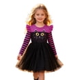 thumbnail image 3 of WOYY Girls Halloween Tutu Dress Cute Black Cat Ruffle Long Sleeve Dress, Purple, Sizes 3-7, 3 of 8