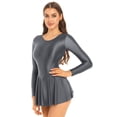 thumbnail image 2 of inhzoy Women Summer Tunic Dress Long Sleeve Oil Glossy Casual Mini Dress, 2 of 8