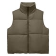 thumbnail image 2 of Smupbvky Cropped Vest for Women Zip Up Sleeveless Quilted Jacket Lightweight Mock Neck Winter Outerwear for Layering (M, Army Green), 2 of 3