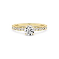 AFFY Solitaire Engagement Rings For Women, 0.80 Carat (ctw) Lab Created Moissanite Eternity Promise Ring For Her In 14k Yellow Gold Over Sterling Silver | VVS1 Quality Ring Size-8