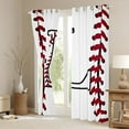 thumbnail image 3 of Homewish Cartoon Monogrammed L Blackout Curtains Set of 2 (52x84 Each), White Red Baseball Window Curtains, Teens Kids Boys Girls Curtains and Drapes, Curtains and Drapes Room Decor, 3 of 6