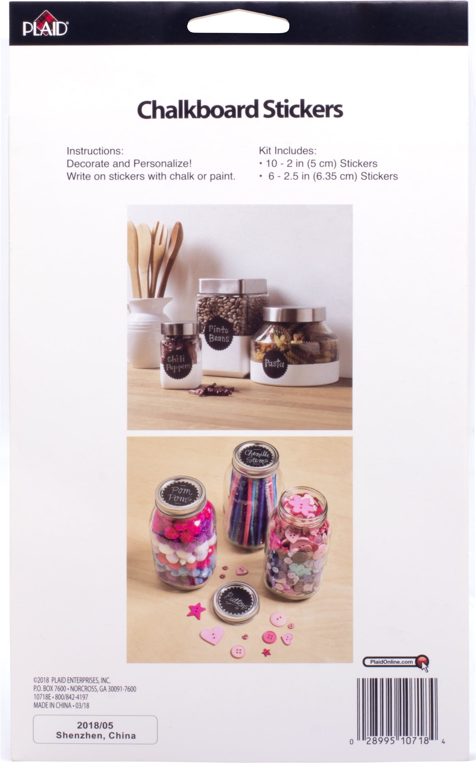 (3 pack) Plaid Surface Accessories, Chalkboard Stickers, 16 Piece