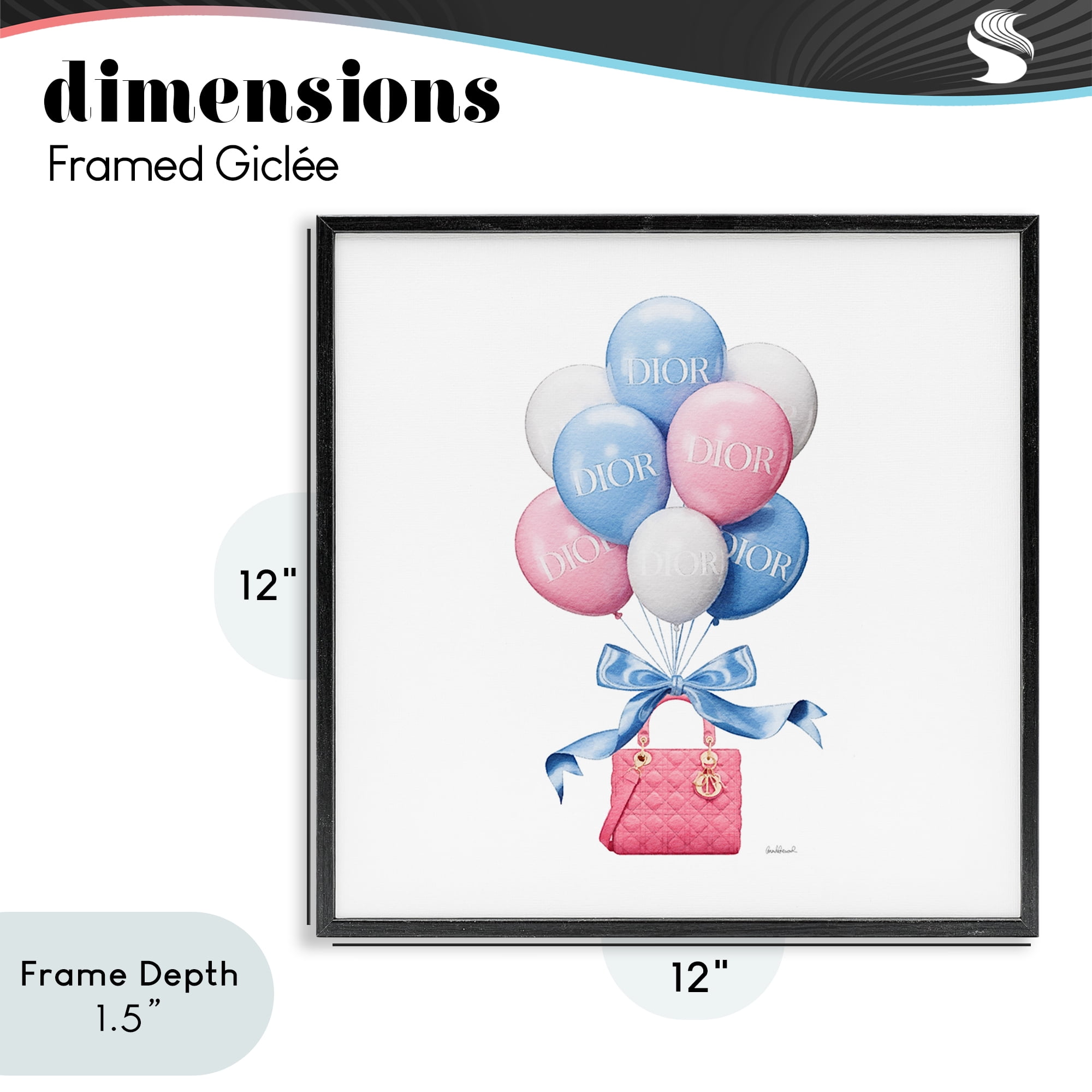Stupell Industries Pink & Blue Handbag Balloons Black Framed Giclee Art, design by Amanda Greenwood