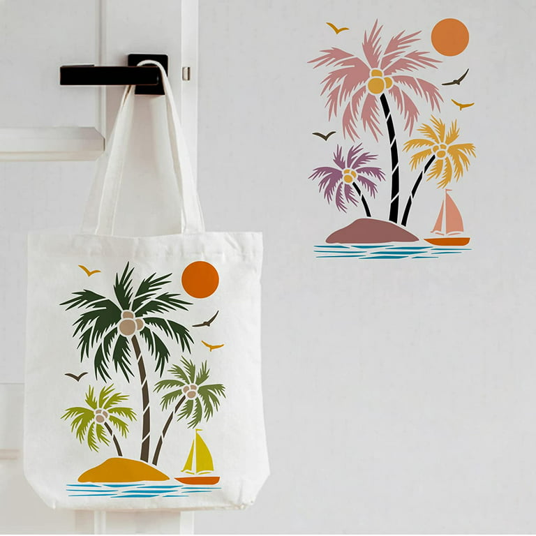  Watercolor Palm Tree Plastic Bag Holder Wall Mount