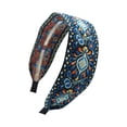 thumbnail image 2 of Gymayou Embroidery Headbands Boho Handmade Embroidery Wide Vintage Ethnic Style Hairbands for Women Blue, 2 of 5