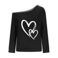 thumbnail image 3 of Craaazy Sweatshirt for Women One Gifts Shoulder Slanted Shoulder Tops Oversized Trendy Crewneck Loose Sweatshirts Casual Printe d Long Sleeve Pullover, 3 of 4