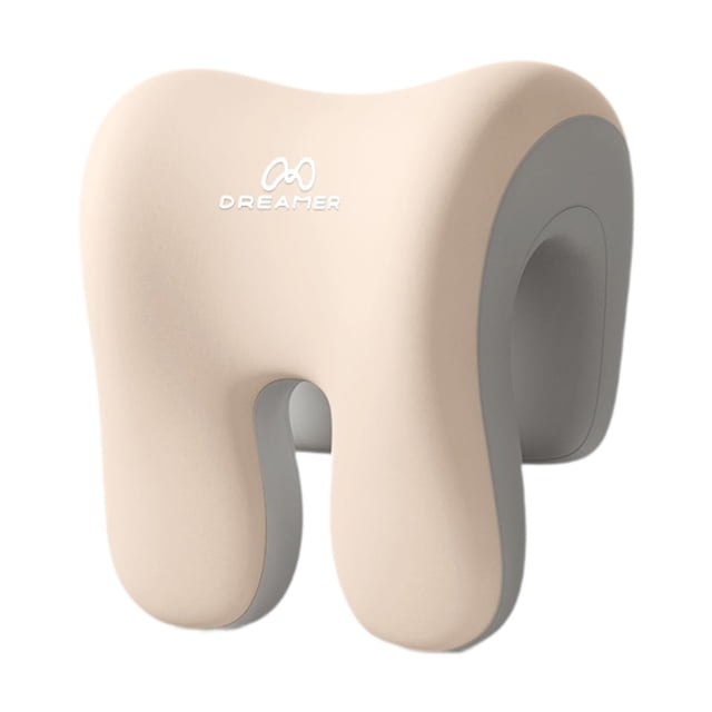 Soporte para el cuello de silla de oficina con cremallera, multifuncional, lavable, suave, para escritorio. Beige gris