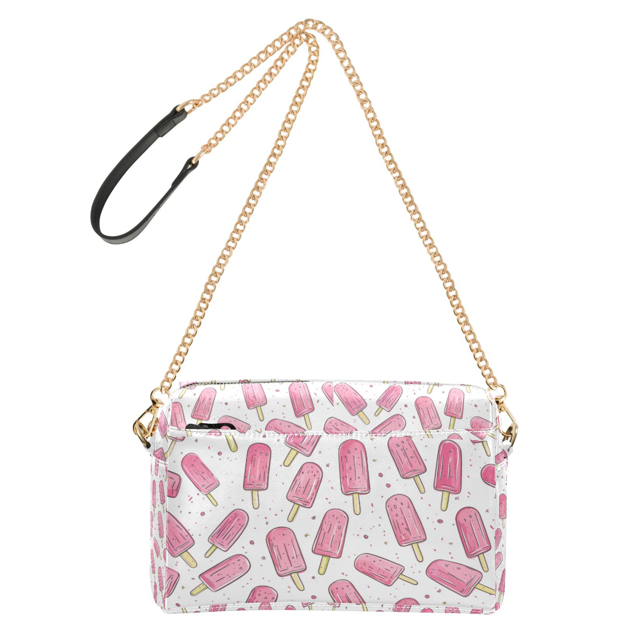 FORMRS Women Crossbody Purse with Chain Strap Vegan Leather Shoulder Handbag, Pink Popsicle Pattern