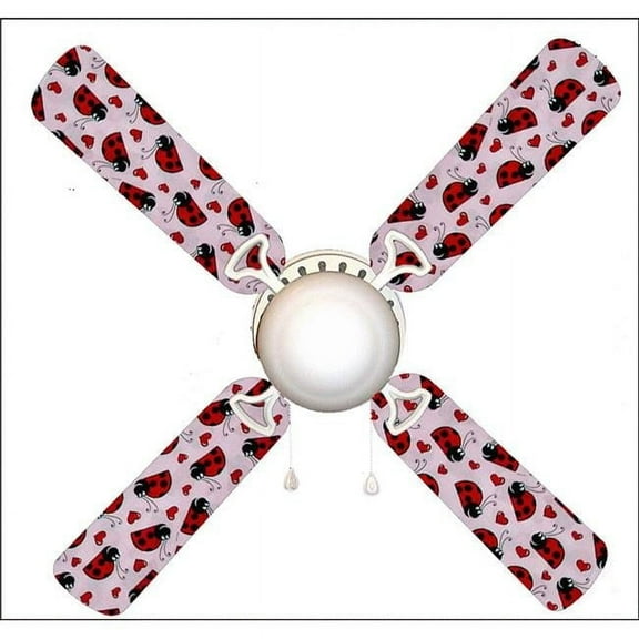 888 Cool Fans F42-0001057 42 in. Ladybugs 4-Blades Ceiling Fan with Schoolhouse Lamp