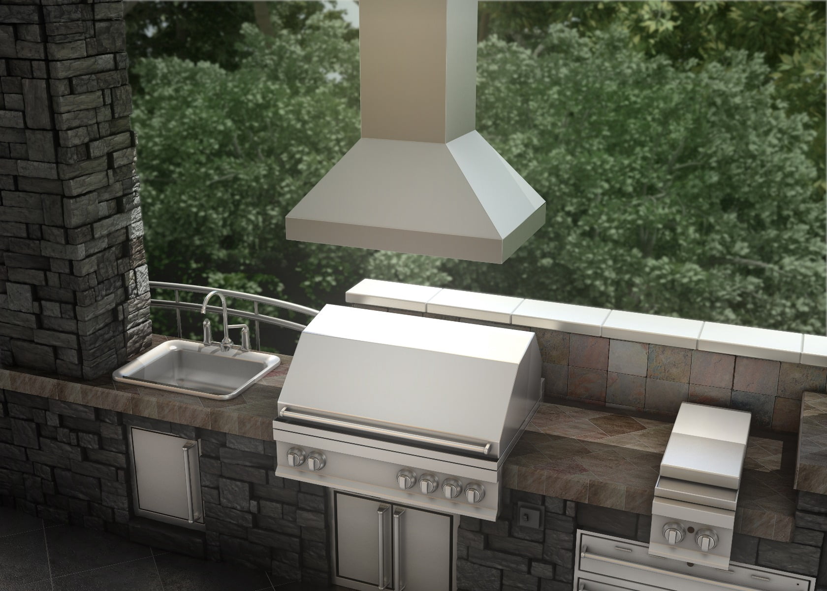 ZLINE 36 in. Outdoor Island Mount Range Hood in Stainless Steel (597i-304-36)