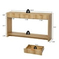 thumbnail image 6 of PHOYAL Fluted Natural Console Table with 3 Drawers, Wave Entryway Table with Storage Shelf, Narrow Wood Sofa Table for Hallway Living Room, 6 of 7