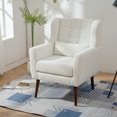 thumbnail image 3 of Mid-Century Modern Armchair - Plush Teddy Loop Cloth, Snow White (Living Room/Bedroom), 3 of 5