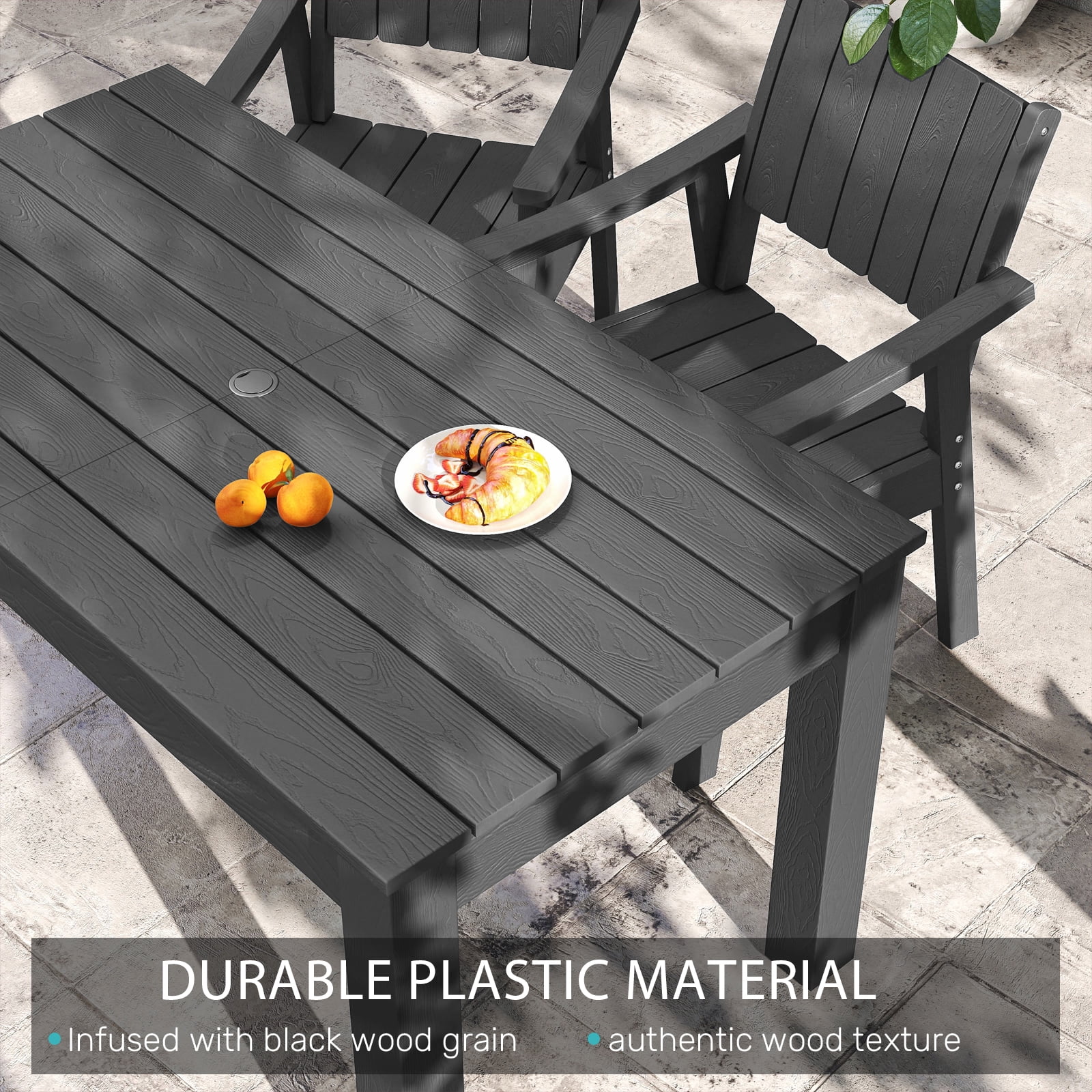 Wingyz 5PCS Patio Dining Set, All Weather Outdoor Furniture Set Plastic Dining Table with 4 Chairs