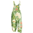 thumbnail image 4 of GILIGEGE Denim Overalls for Women Floral Printed Jumpsuits Denim Stretch Straight Leg Jeans Overall Wide Leg Pants Jean High Waist Jean Pants Classic Overalls Jeans Mid Harem Pants Green, 4 of 4