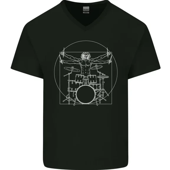 T-Shirt With Vitruvian Drummer Funny Drumming T-Shirt