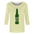 thumbnail image 5 of Pompotops T-Shirt Décontracté d'Été pour Femmes avec Imprimé Bière, Col Rond, Manches 3/4, Coupe Ample en Solde, 5 of 5