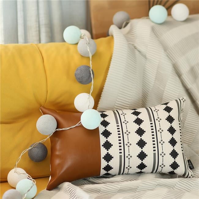 Geometric Patterns Brown Faux Leather Lumbar Pillow Cover Walmart