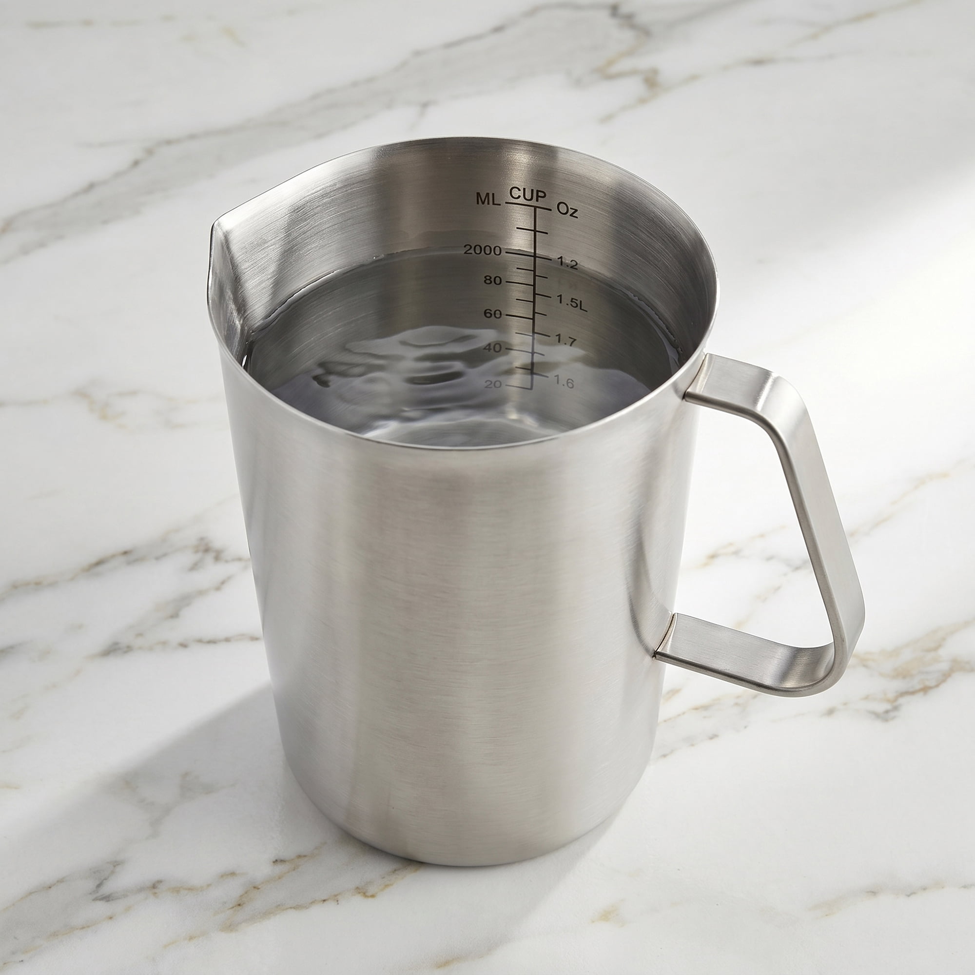 Unique Bargains Stainless Steel Measuring Cup with Easy Read Lines Silver 2000ml