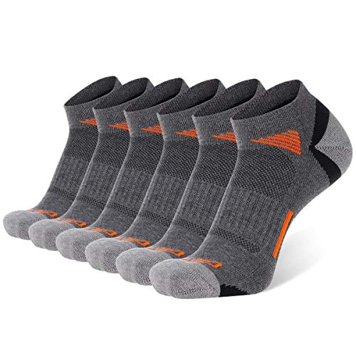 COOVAN Performance Athletic Running Socks Cushioned Ankle Socks with Heel Tab 6 Pairs Low Cut Sports Sock