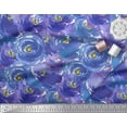 thumbnail image 2 of Soimoi Blue Japan Crepe Satin Fabric Flower Watercolor Printed Fabric 1 Yard 42 Inch Wide, 2 of 3
