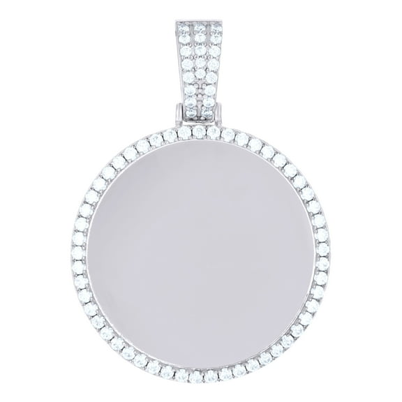 925 Sterling Silver Mens Cubic-Zirconia Picture Frame Charm Pendant