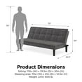 DHP Oscar Memory Foam Futon in Full Size Sofa Bed and Couch in Gray