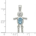 thumbnail image 2 of 925 Sterling Silver Polished Cubic Zirconia and March Glass Pendant Necklace 30x15mm Wide Pendant for Women, 2 of 2