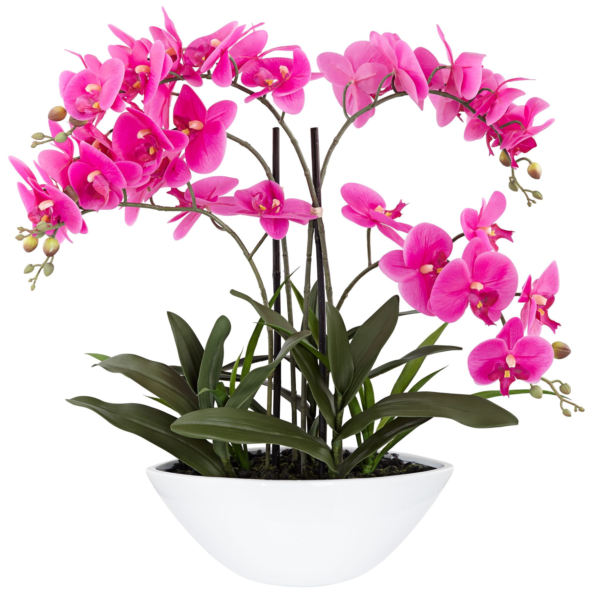 Dahlia Studios Potted Silk Faux Artificial Flowers Realistic Pink Orchid in Ceramic Pot for Home Decoration Living Room 28" High