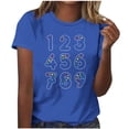 thumbnail image 6 of Plus Size Summer Shirt for Women Casual Printed Short Sleeve Crew Neck Tshirt Trendy Lighweight Tops (XS, Blue), 6 of 8