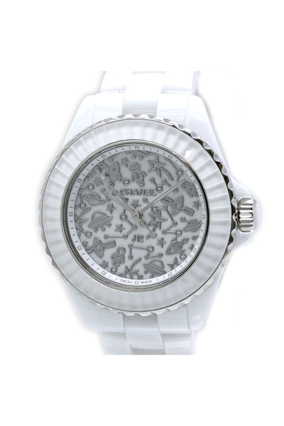 Pre-Owned CHANEL J12 Cosmic Diamond H7990 Women's Watch, White Ceramic x Stainless Steel 40440