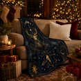 thumbnail image 3 of Antlered Stag Beneath decorative theme And Stars, Soft Flannel Blanket with Celestial Wildlife Illustration Print, Housewarming Gift and Home Decor for Bedroom and Living Room, 3 of 7