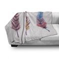 thumbnail image 2 of Feather Soft Flannel Fleece Throw Blanket, Graphic of Hand Painted Watercolor Bohemian Items Colorful Abstract Plumes, Cozy Plush for Indoor and Outdoor Use, 50" x 60", Multicolor, by Ambesonne, 2 of 5