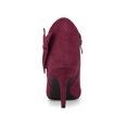thumbnail image 4 of BLISSFUL STEP Women's Zip Pointed Toe Stiletto Bow Heels Ankle Boots Burgundy 9, 4 of 8