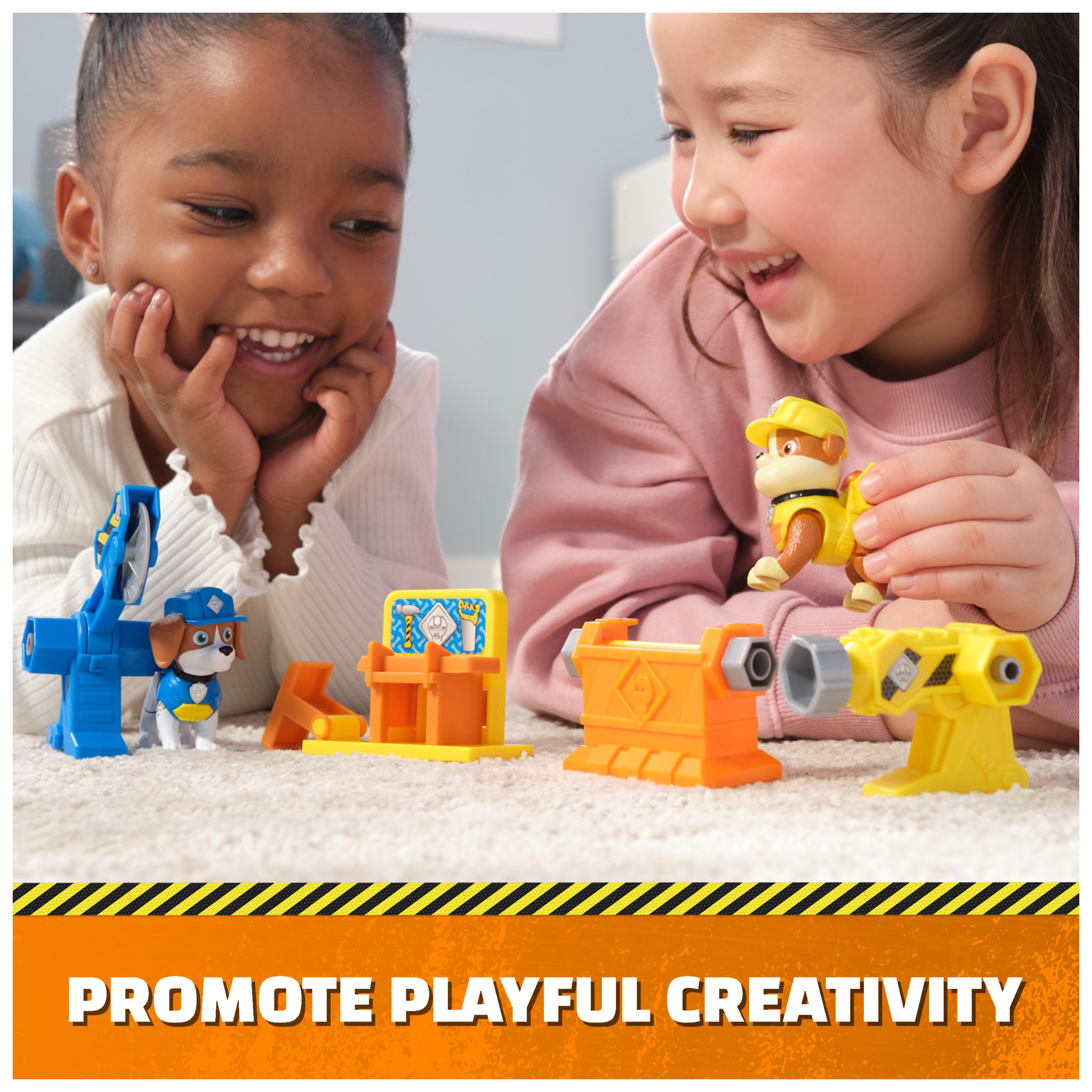 Rubble & Crew, Power Tool Pups, Rubble & Wheeler Figures with Working Tools, for Kids Ages 3 and up