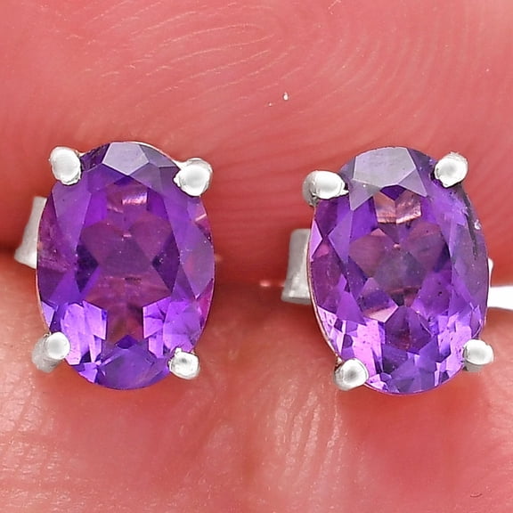 Natural African Amethyst Stud 925 Sterling Silver Earrings Jewelry DGE1075_A E-1017