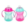 Nuby 2 Pack Clik-It Soft Spout Trainer Sippy Cup, Pink & Aqua