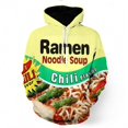 thumbnail image 3 of Sudadera con capucha con estampado 3D de fideos, hamburguesas, bocadillos y sopa de ramen para hombre y mujer, moda informal universal, sudadera de gran tamaño, novedad de 2024, 3 of 5