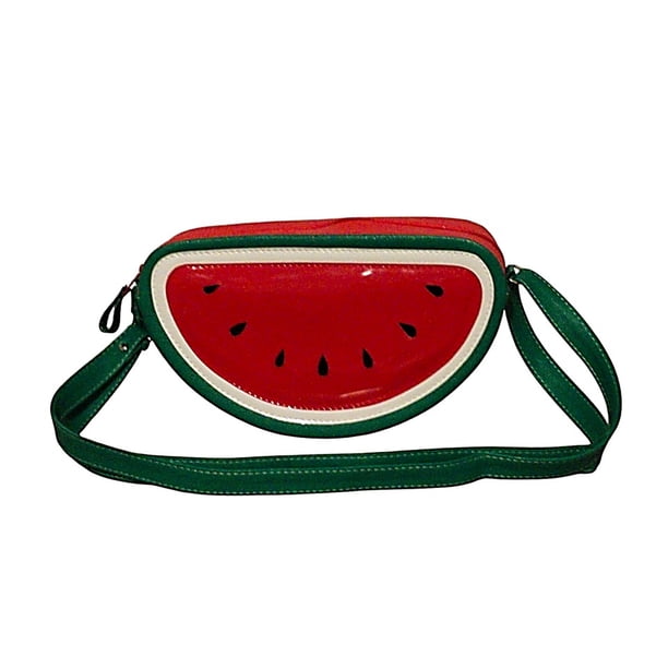 Bolsa en forma de SANDIA, Diseño de Comida, FRUTA, Bandolera para Mujer, Cross-Body, con correa Ajustable, Moda Kawaii, Color Rojo con Verde, Novedoso y Encantador (Bolsa para Mujer).