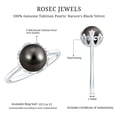 thumbnail image 6 of Rosec Jewels Genuine Black Tahitian Pearl Solitaire Ring for Women - Nature Inspired Ring - 7.5 Ct - AAA Grade- with Jewelry Box, 10K White Gold, US 7.00, 6 of 7