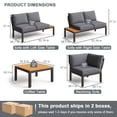 thumbnail image 3 of JOYURE 4-Piece Patio Furniture Set,Metal Outdoor Sectional Sofa with 3 Fauxwood Tables &Adjustable Reclining Chair,Patio Modular L Shape Sofa with Thickened Cushions for Backyard,Deck,Balcony,Grey, 3 of 9