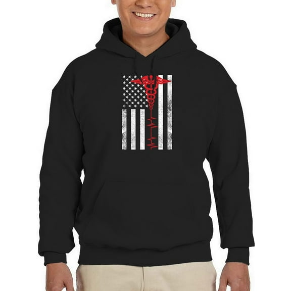 Smartprints Mens Graphic Hoodie Black - Health Symbols Cotton Blend Classic Fit