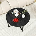 thumbnail image 4 of Round Coffee Table Nesting Tables for Living Room Tea Desk with Black Metal Legs Tea Table Balcony End Sofa Table Study,Black, 4 of 15