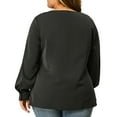 thumbnail image 4 of Unique Bargains Women's Plus Size V Neck Loose Long Sleeve Twist Knot Top 2X Black, 4 of 8