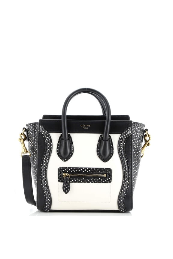 Pre-Owned Tricolor Luggage Bag Python and Leather Nano By Rebag