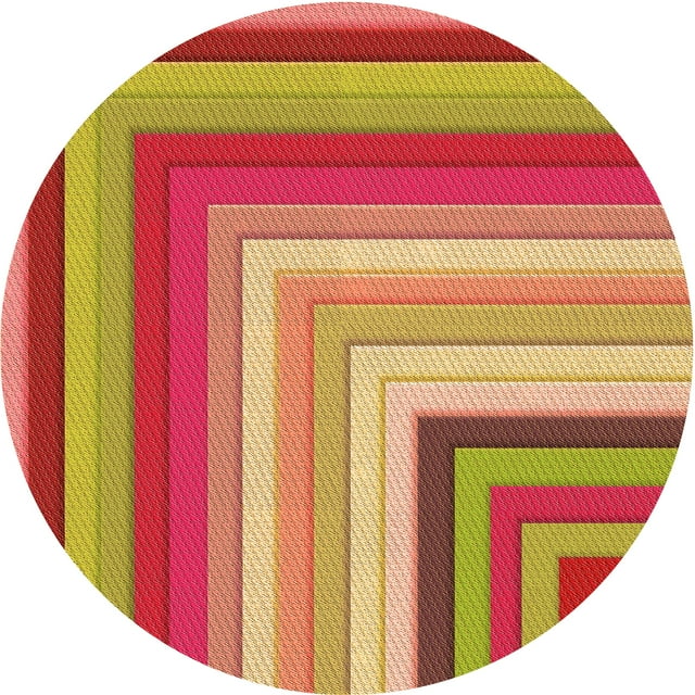 Ahgly Company Tapis Rond Lavable en Machine Intérieur Transitionnel Jaune, 3 Pieds Rond