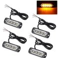 thumbnail image 2 of 4-Pack 4-LED Amber Orange Grill Emergency Warning Lights 12V 24V Flashing Strobe for Vehicles, 2 of 5