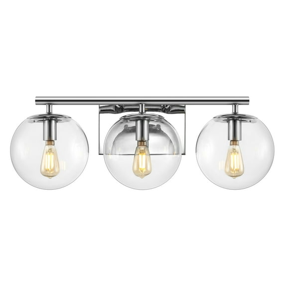 SAFAVIEH Charlene 3-Light LED Chrome Metal Wall Sconce with Clear Shade