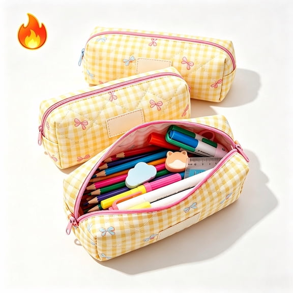Colorful Cloth Pencil Pouch with Zipper Closure, Multi-Purpose Pen Pouch Compact Portable, Stationery Pouch for Kids and Home Organization