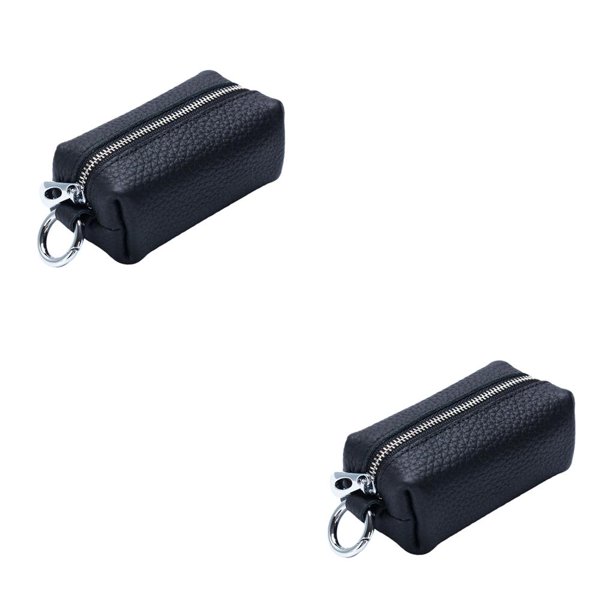 sweethay Cartera de cuero para mujer, tarjeta de crédito, puerta, llaves, almacenamiento, viaje, escuela, llavero, monedero, bolsillo Negro 2Conjunto